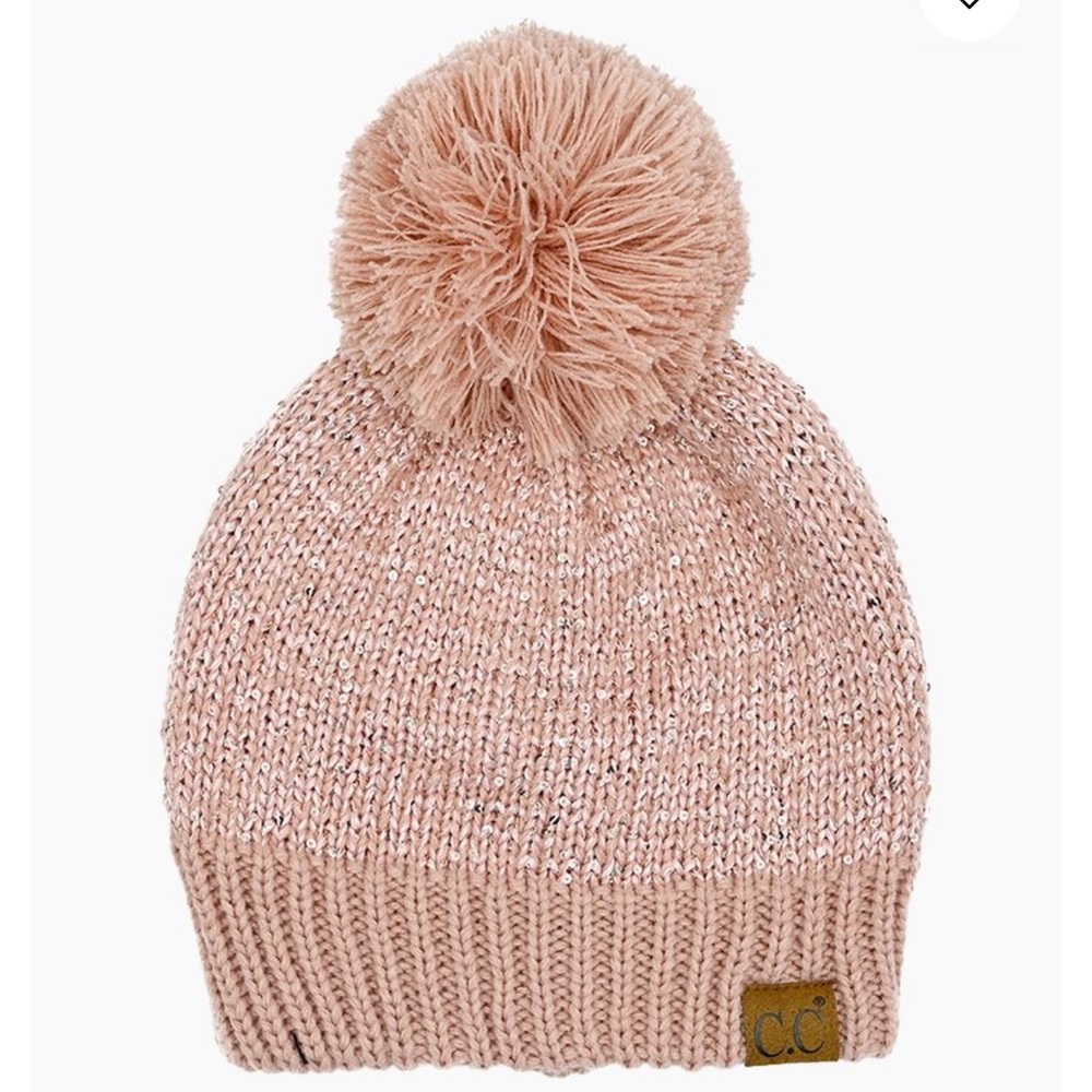 CC. Fuzzy lined sequin winter hat.